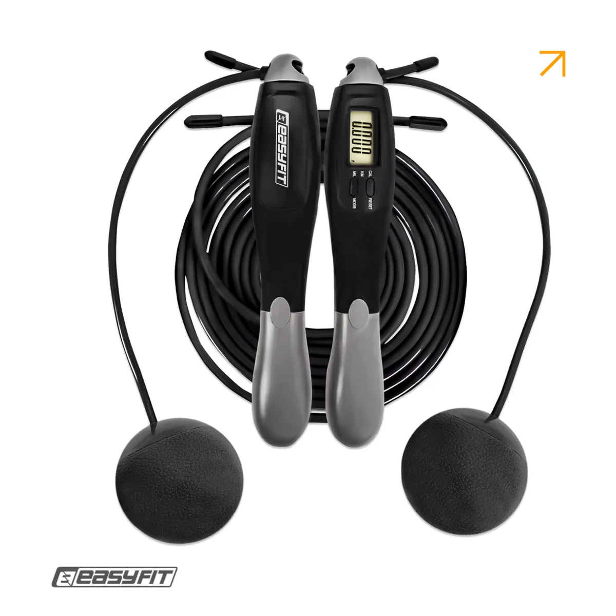 Скакалка з лічильником EasyFit ПВХ 2,8 м Чорний-сірий