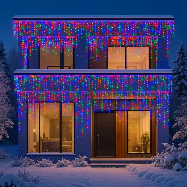 Вулична гірлянда Бахрома 36 м 600 LED білий провід різнокольоровий