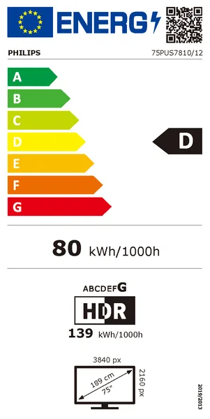LED-телевізор Philips QLED 75 дюймів Чорний 4K UHD