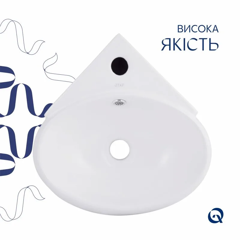 Раковина підвісна Qtap Leo овальна 380x360 мм керамічна біла