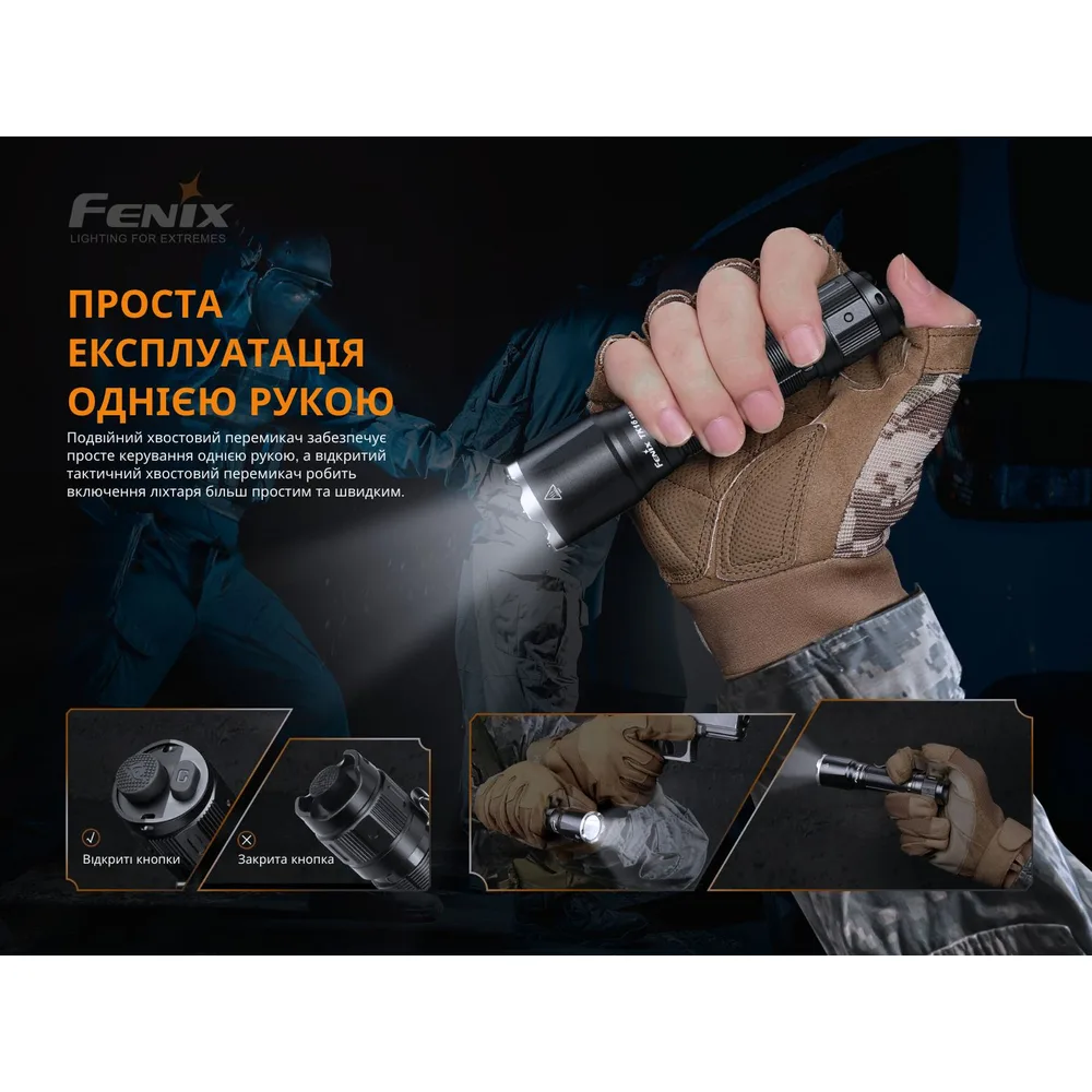 Ручной фонарь Fenix алюминиевый 143х34х25 4 мм белый