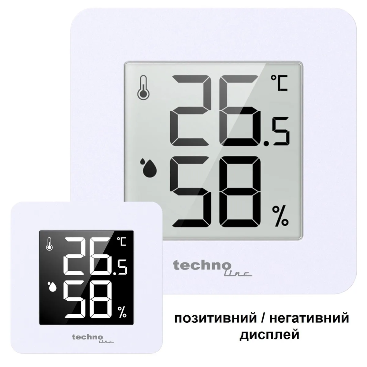 Термогігрометр пластик 56х56х20 мм Білий