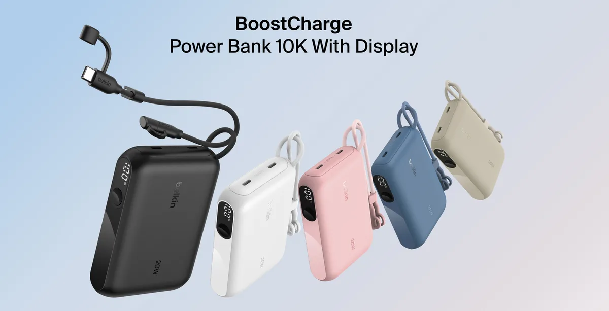 Акумулятор портативний літій-іонний Power Bank Belkin 10000мА·год, 20Вт, з дисплеєм, чорний