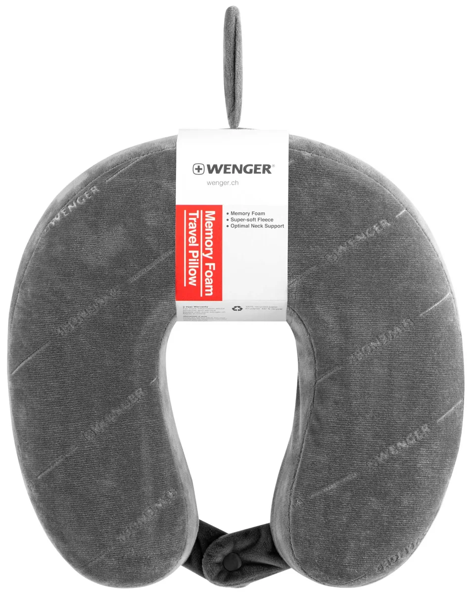 Подушка флісова, Wenger, Memory Foam Travel Neck Pillow, сірий