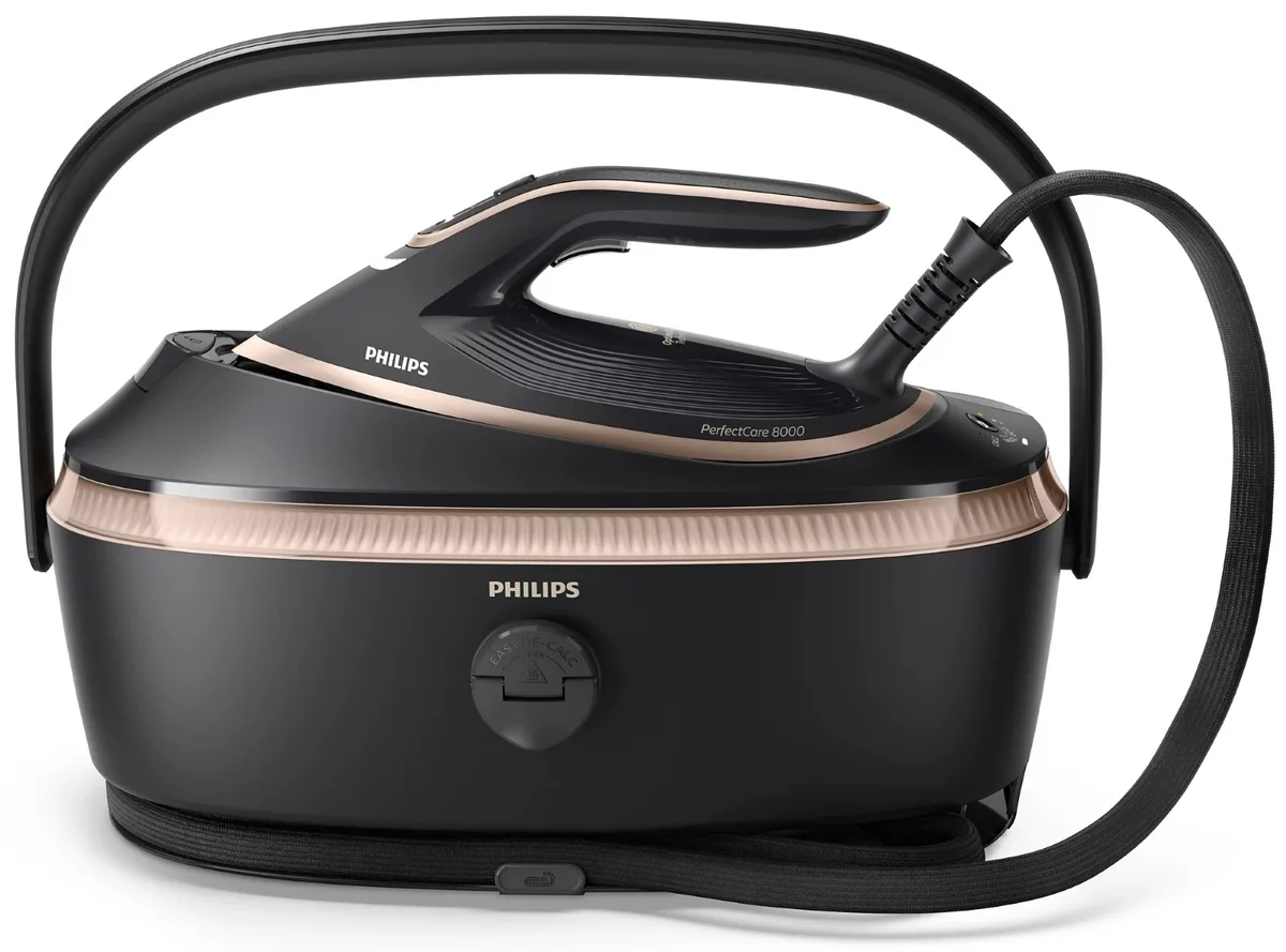 Парогенератор Philips PerfectCare 8000, 3120Вт, 1400мл, потужний паровий удар - 800г, вертикальне відпарювання, нержавіюча сталь.