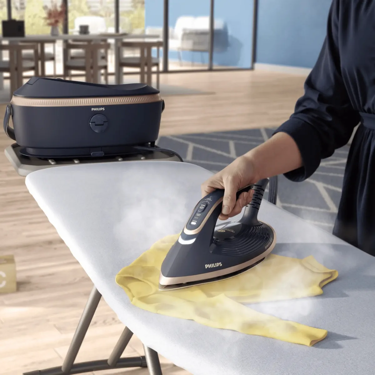 Парогенератор Philips PerfectCare 8000, 3120Вт, 1400мл, потужний паровий удар - 800г, вертикальне відпарювання, нержавіюча сталь.