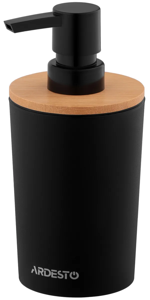 Дозатор для мыла ARDESTO Minimalism 380 мл, полипропилен, бамбук, черный