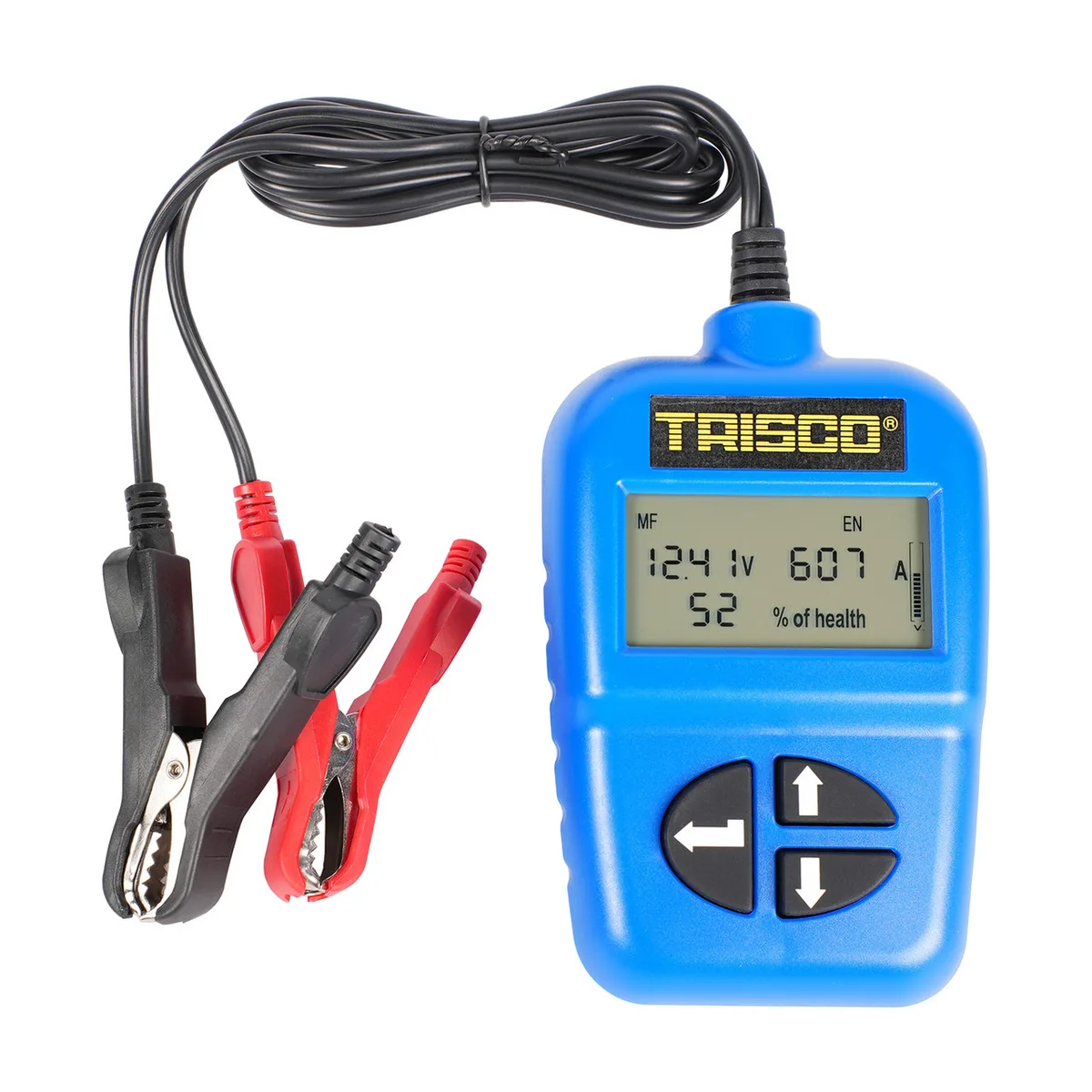 Тестер акумуляторних батарей Trisco 12В LCD Чорно-білий для АКБ та стартерів