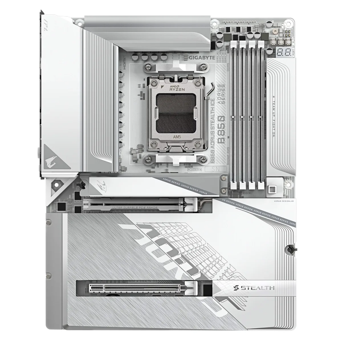 Материнська плата GIGABYTE B850 A STEALTH ICE  sAM5 B850 4xDDR5 M.2 HDMI ATX білий