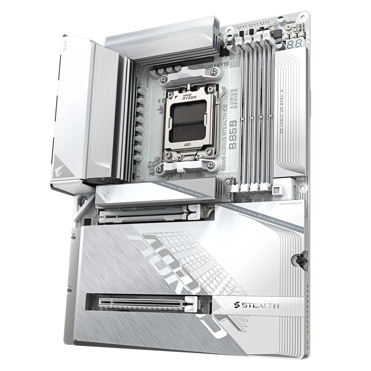 Материнська плата GIGABYTE B850 A STEALTH ICE  sAM5 B850 4xDDR5 M.2 HDMI ATX білий
