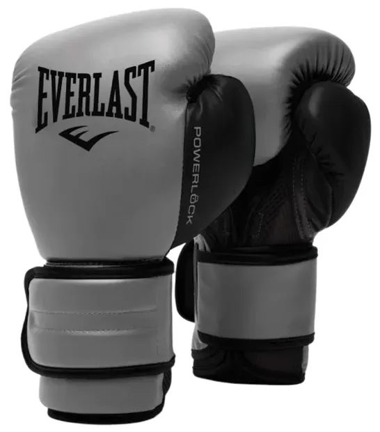 Боксерські рукавиці Everlast 100% поліуретан 10 унцій сірі чорні