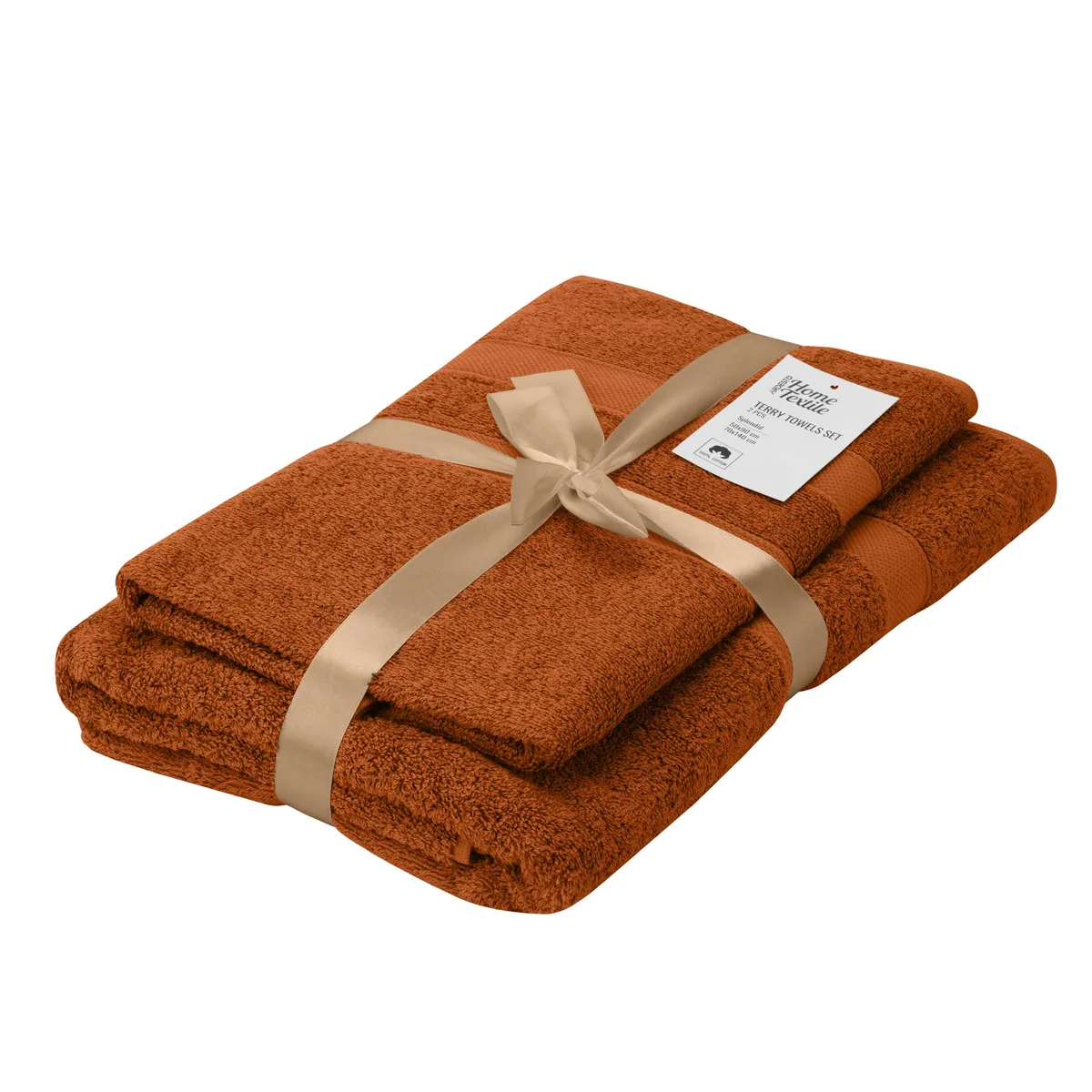 Комплект махрових рушників ARDESTO Splendid 50х90см, 70х140см, 2 шт, 100% бавовна, колір теракота.