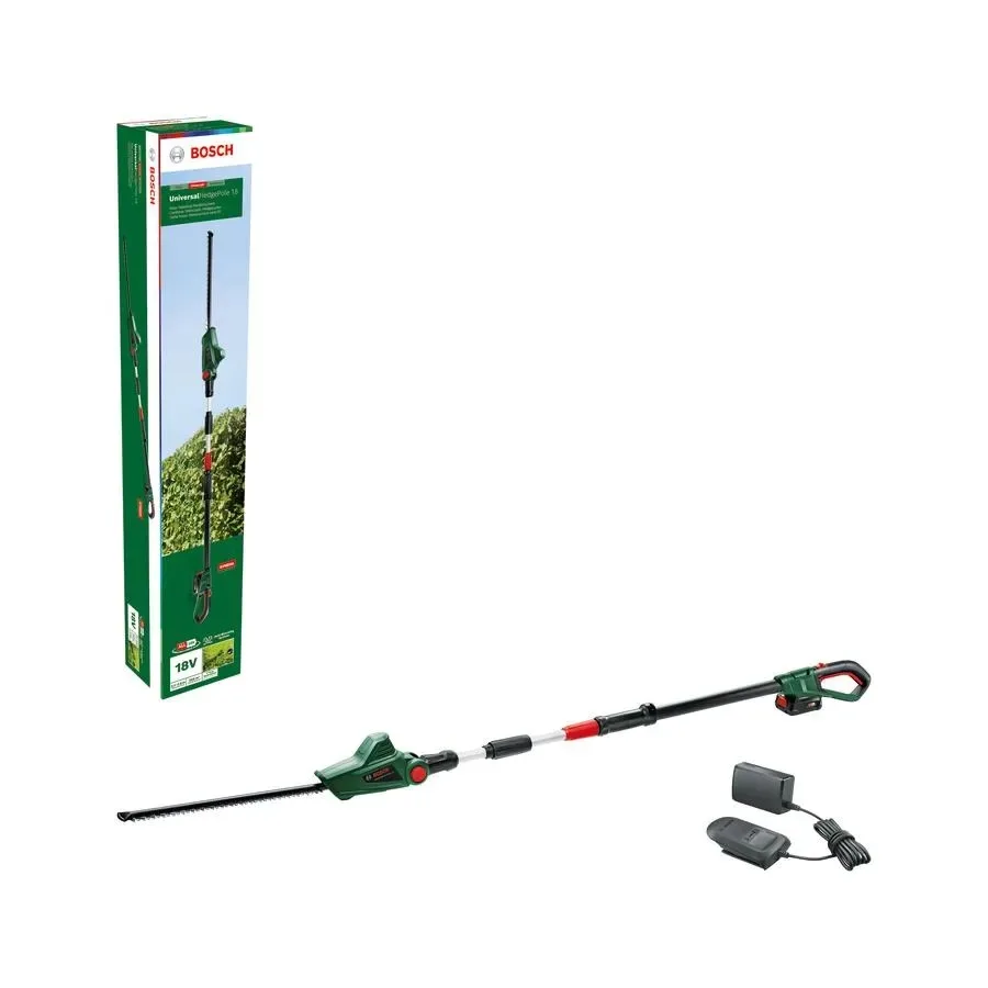 Акумуляторний кущоріз Bosch UniversalHedgePole 18 з батареєю 18В, 1х2.5А·год, максимальний діаметр різу 43мм, крок різу 16мм, з по