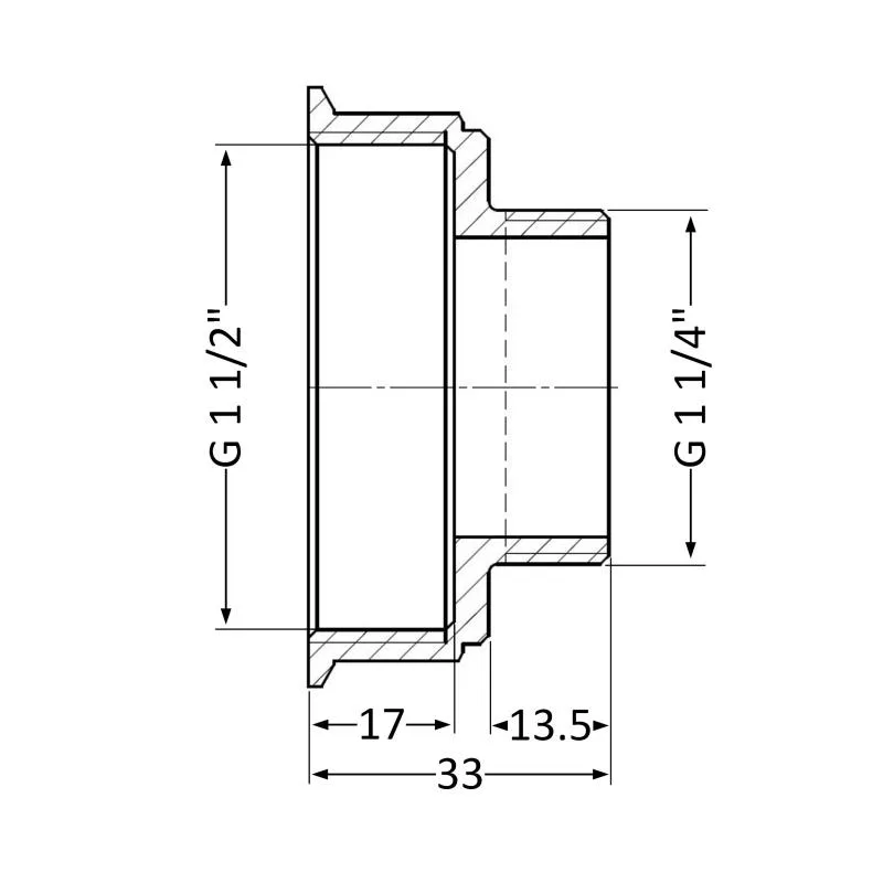 Перехідник редукційний 1 1/2"x1 1/4" латунний для трубопроводів Thermo Alliance