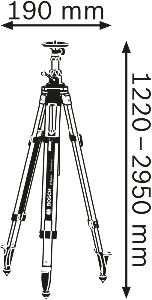 Штатив Bosch Professional BT300HD для лазерных нивелиров, 5/8", высота 122-295 см, вес 72 кг