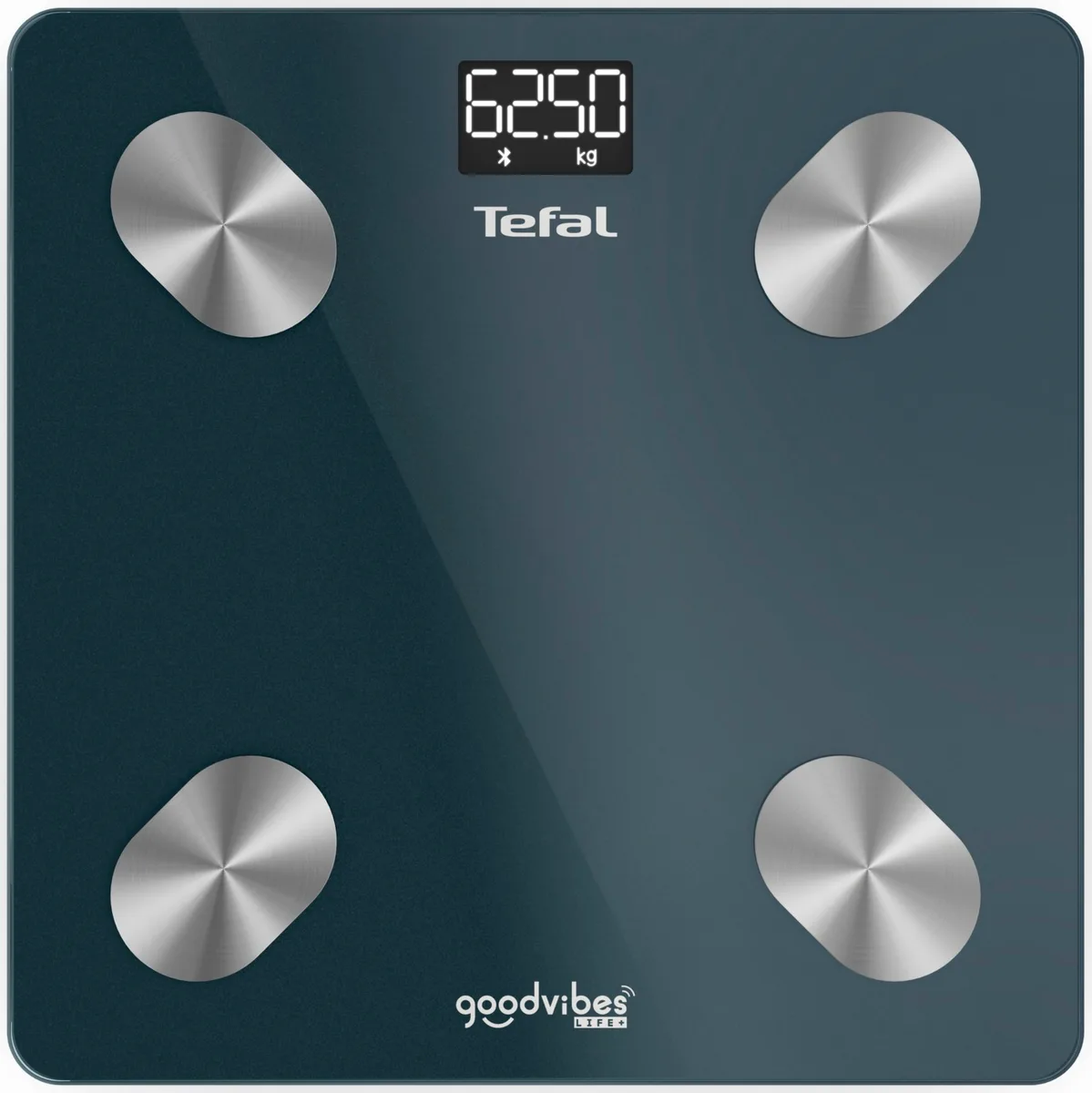 Ваги Tefal підлогові Smart, 180 кг, Bluetooth, живлення від 3-х батарейок AAA, скляний корпус, чорний колір.
