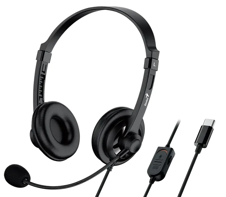 Гарнітура Genius дротова накладна з мікрофоном USB-C 2,4 м чорна