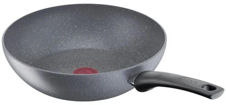 Сковорода ВОК Tefal Healthy Chef, 28 см, алюмінієва, сірого кольору.