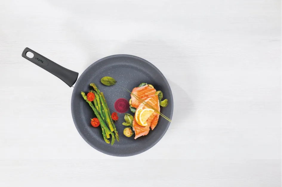 Сковорода ВОК Tefal Healthy Chef, 28 см, алюмінієва, сірого кольору.
