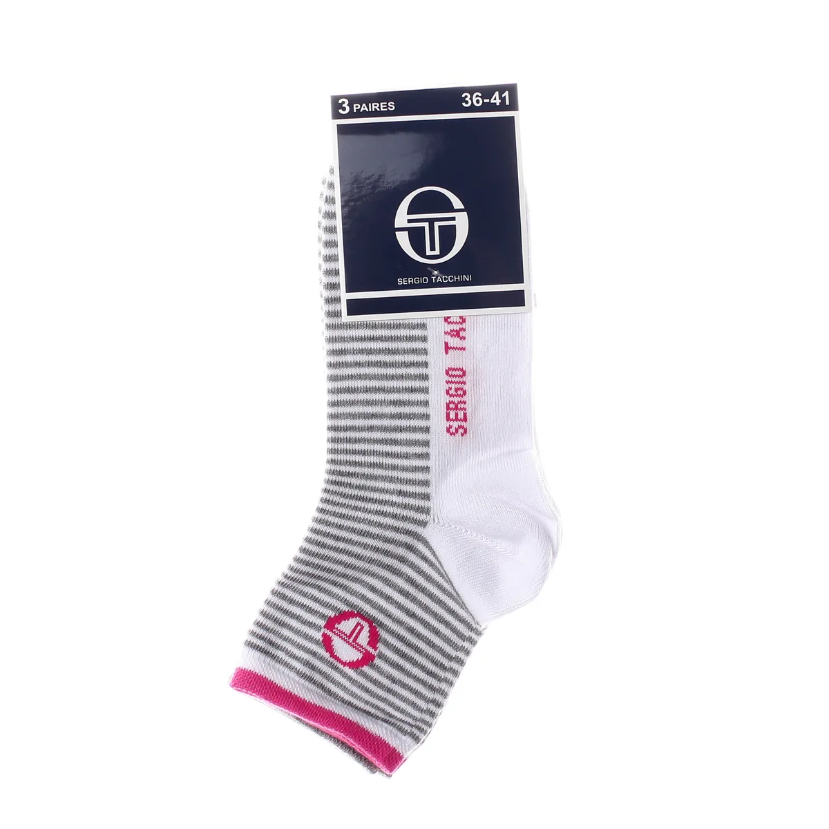 Шкарпетки Sergio Tacchini бавовна 36-41 рожевий білий 3-pack