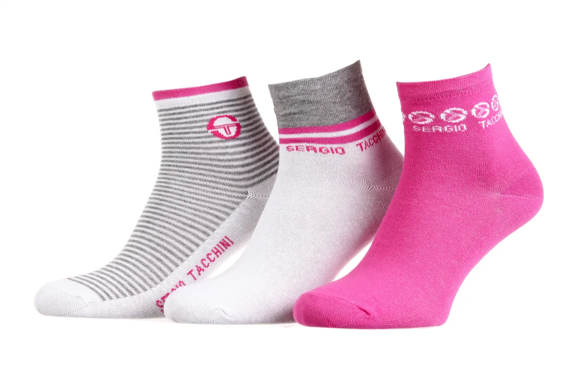 Шкарпетки Sergio Tacchini бавовна 36-41 рожевий білий 3-pack
