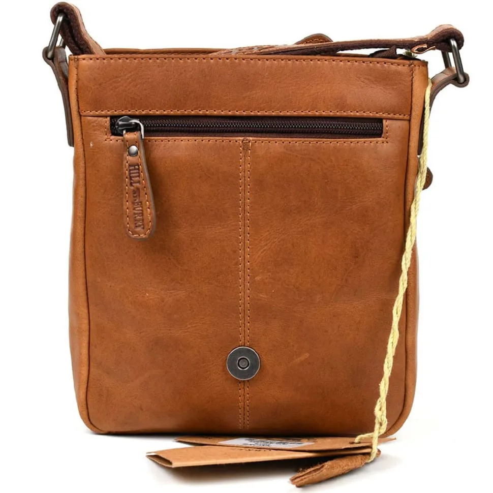 Мужская сумка через плечо HILL BURRY коньячная из телячьей кожи мессенджер для повседневного использования сумка через плечо