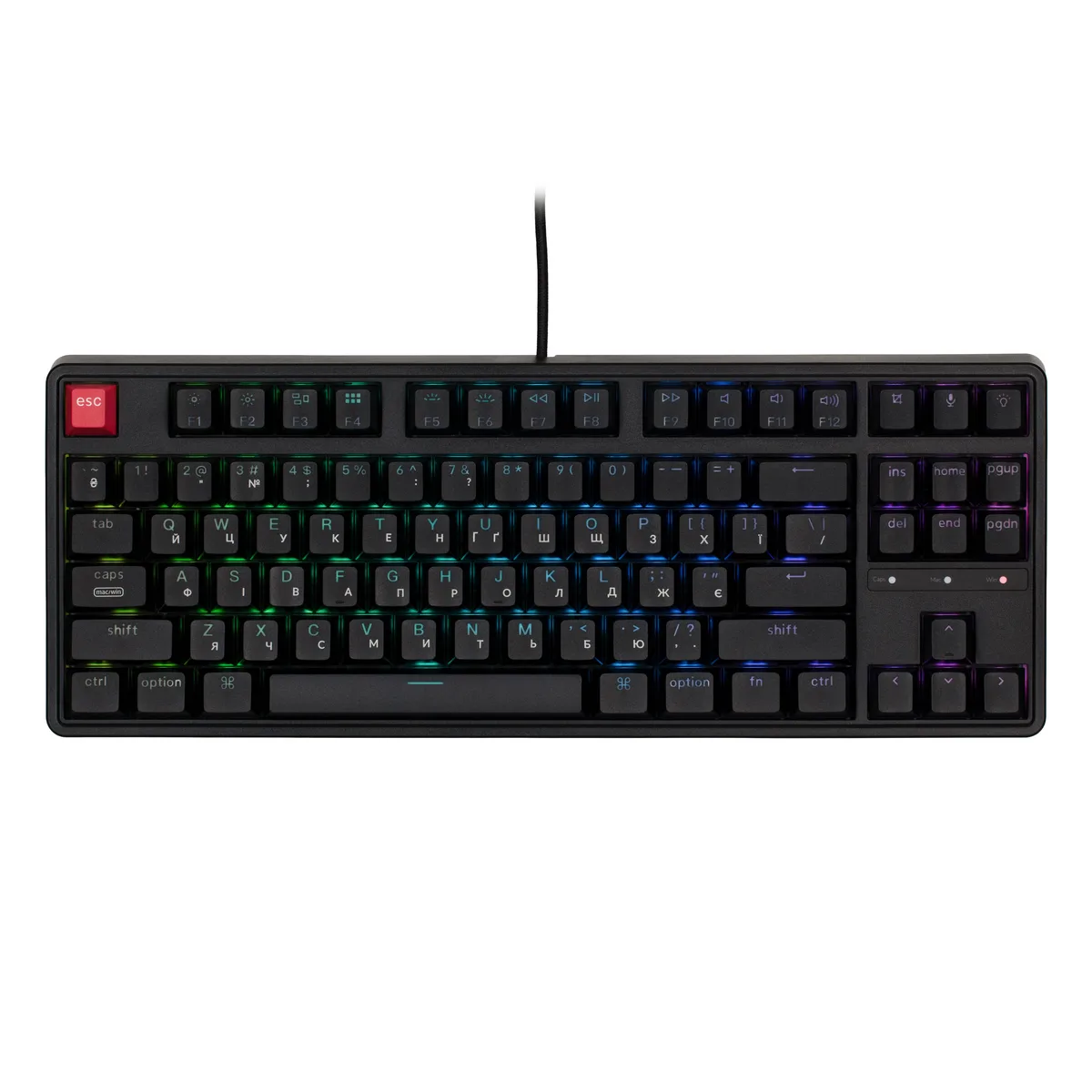 Клавиатура механическая Keychron C3 Pro V2 87Key, K pro Red, USB-A, QMK, Hot-swap, 8K, EN/UKR, RGB, черная.