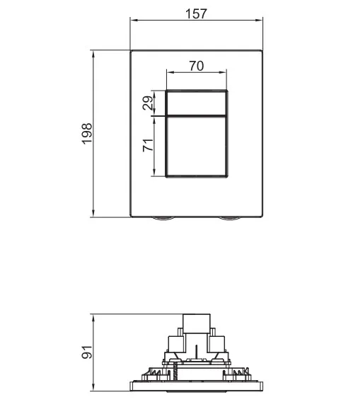 Панель смыва Koer ABS 198x157 мм Графит