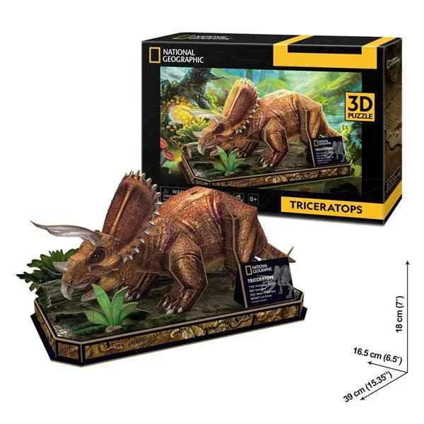 3D пазл CubicFun різнокольоровий Трицератопс 30х22х5 см
