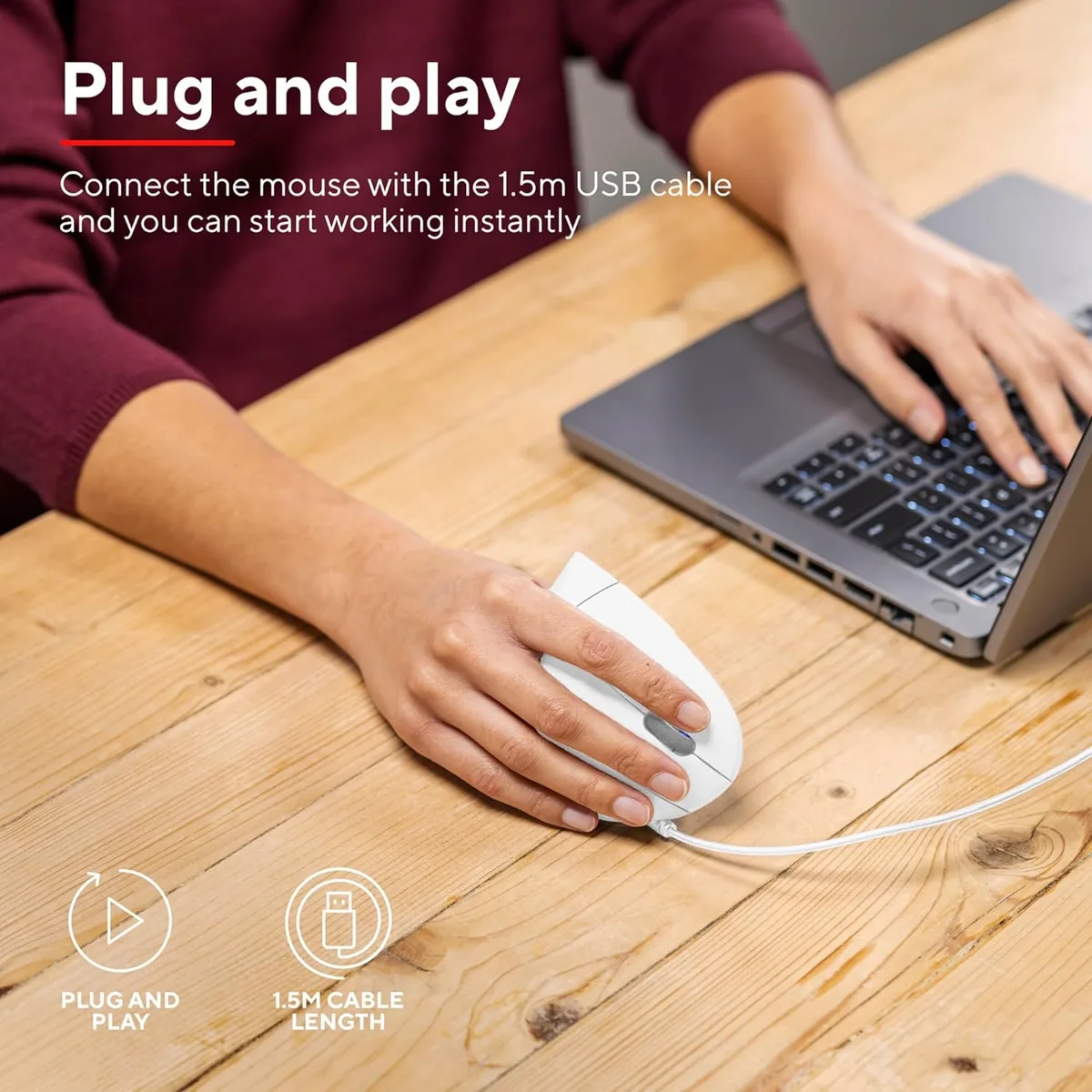 Миша Trust Verto Ergonomic, USB-A, білий