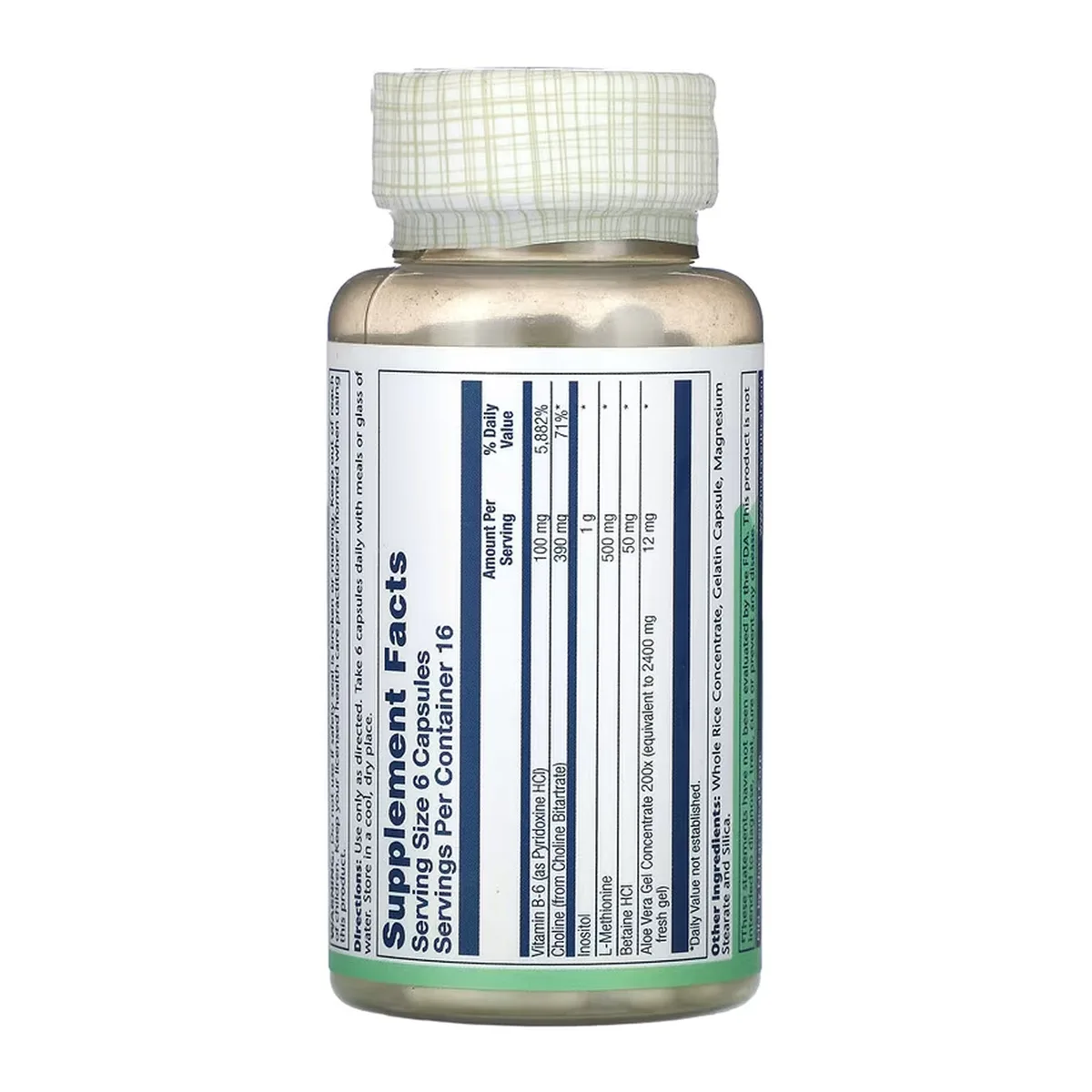 Lipotropic Solaray Бетаин HCl 100 капсул