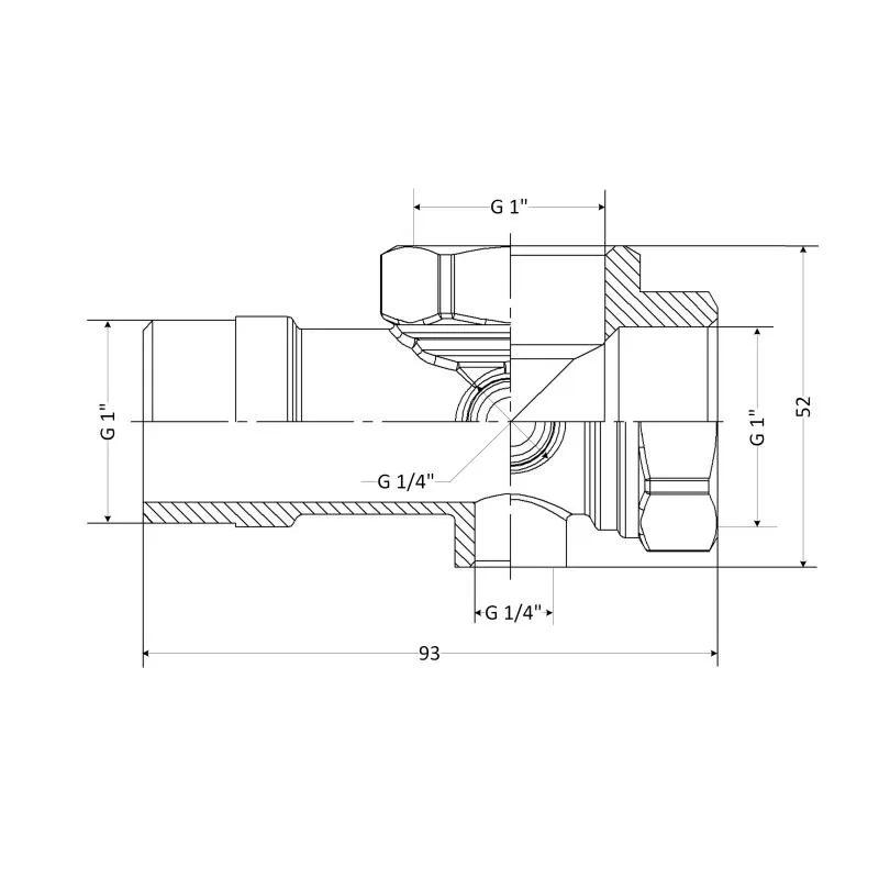 П'ятерник 1"x1"x1"x1/4"x1/4" латунний для насосної станції ВВНВН