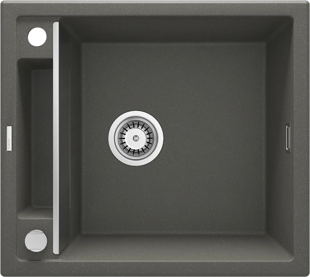 Кухонна мийка Deante Magnetic, гранітна, квадратна, без бокового крила, розміри 560х500х219 мм, однокамерна, врізна, антрацитового