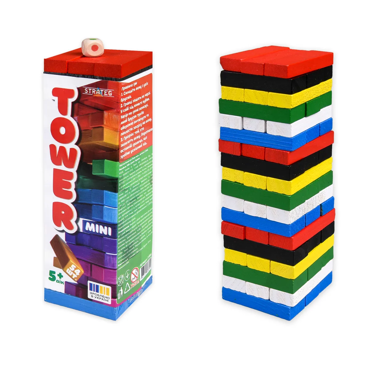 Настольная игра TOWER MINI балансировка 54 бруска 18х5х5 см деревянные 0,230 кг