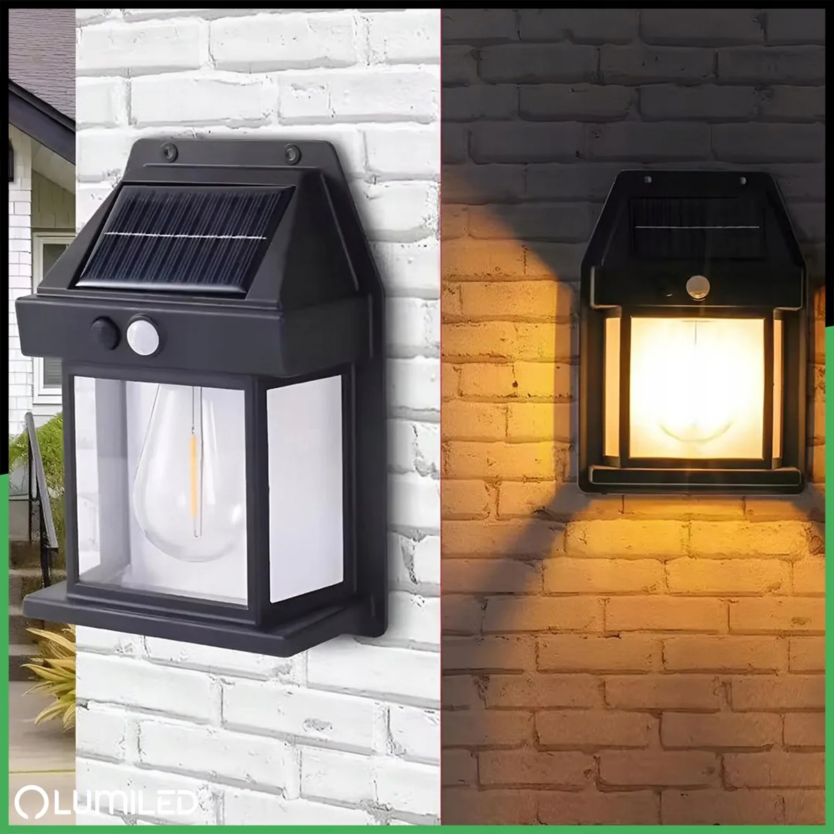 Сонячний LED світильник LumiLED пластик чорний 12х17х5,8 см 3000K з датчиком руху