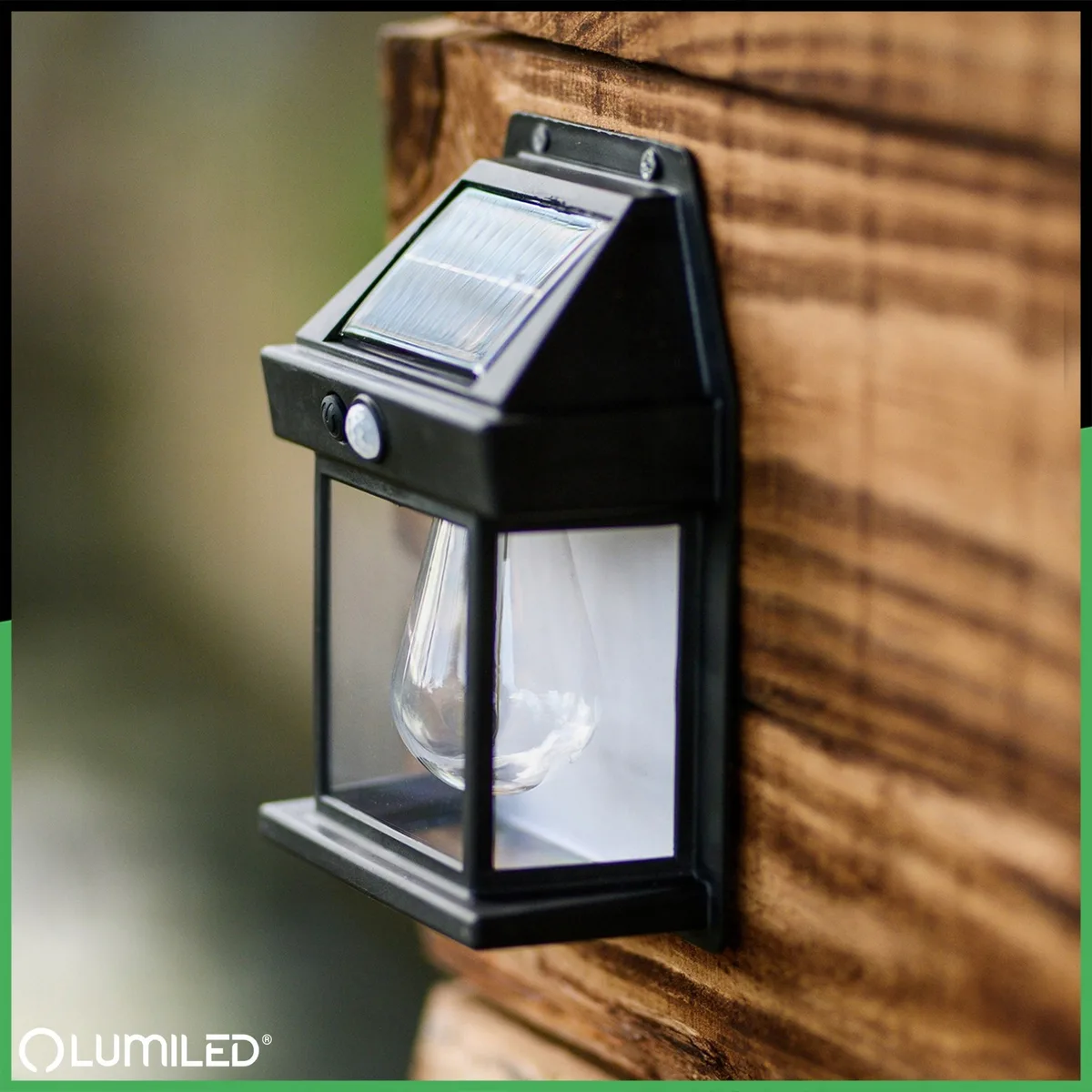 Сонячний LED світильник LumiLED пластик чорний 12х17х5,8 см 3000K з датчиком руху