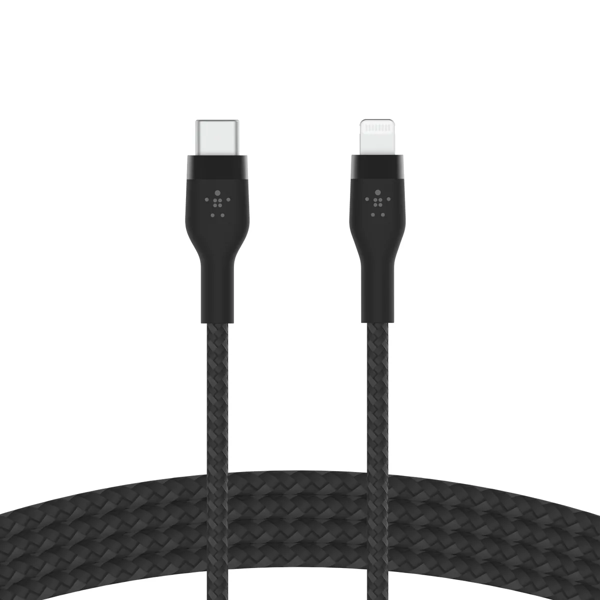 Кабель USB-C > Lightning заряджання/синхронізації Belkin 1м, Type-C, плетений, силіконовий, з ремінцем на магніті, чорний