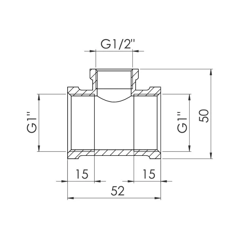 Трійник редукційний 1"x1/2"x1" латунний Thermo Alliance Forte з нікелевим покриттям
