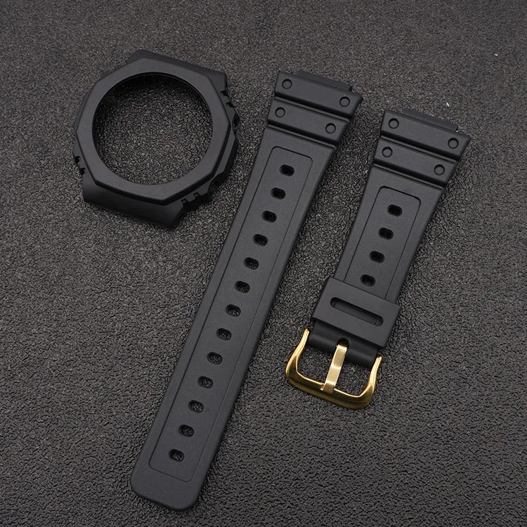 Ремінець Modfit Black каучук 20,1 см 16 мм золотиста застібка