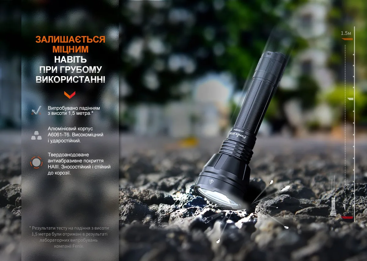 Ліхтар ручний Fenix алюміній 160х52х25,4 мм чорний IP68
