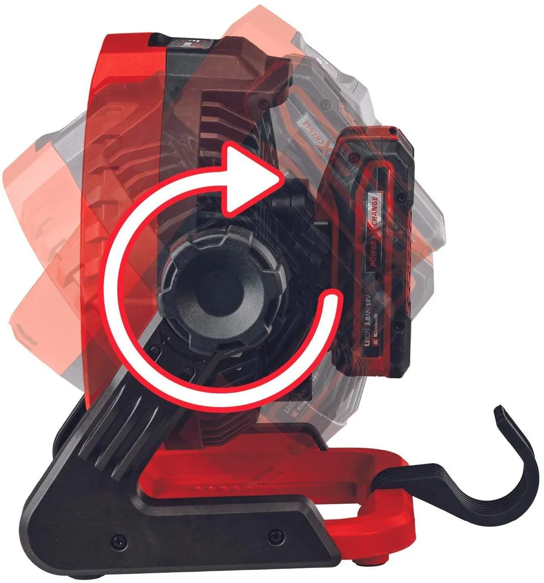 Акумуляторний вентилятор Einhell GE-CF 18/2200 Li, 18В, PXC, 180 мм, 1200-2200 об/хв, вага 1.2 кг, без батареї та зарядного пристр