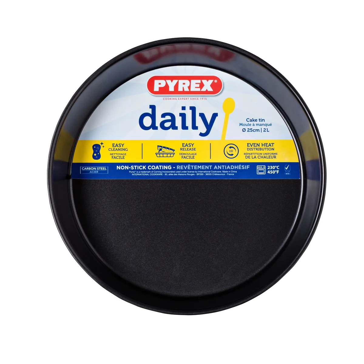 Форма для випічки Pyrex вуглецева сталь кругла 25 см чорна