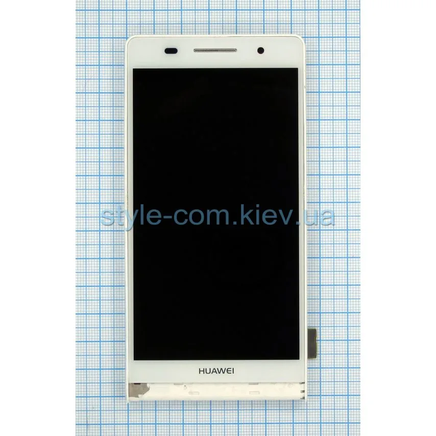 Дисплей LCD IPS 4,7 дюйма білий з тачскріном і рамкою High Quality для Huawei P6-U06