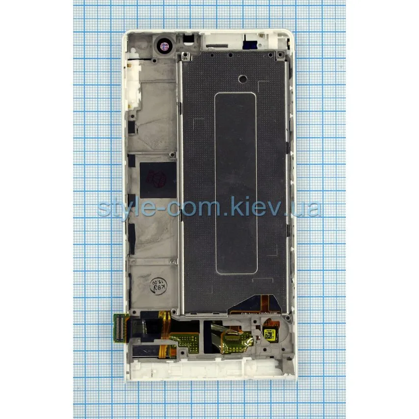 Дисплей LCD IPS 4,7 дюйма білий з тачскріном і рамкою High Quality для Huawei P6-U06