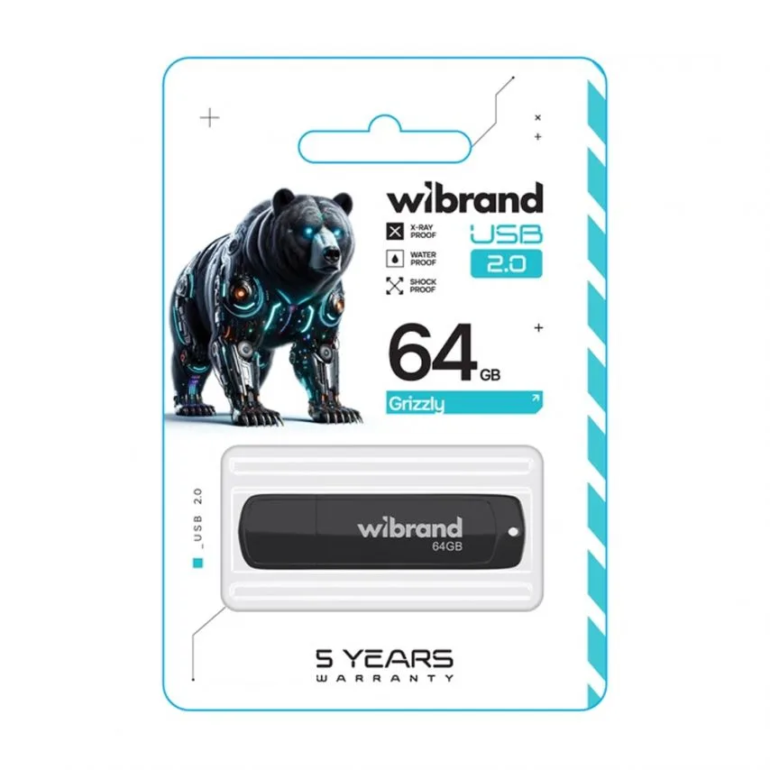 Флеш-память USB Wibrand 64Гб пластик черный USB 2.0 с крышкой
