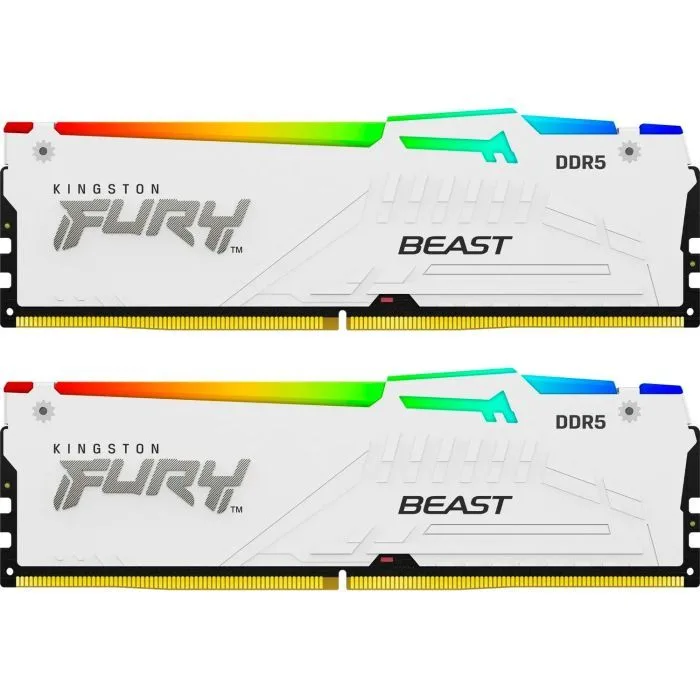 Пам'ять ПК Kingston DDR5 32GB KIT (16GBx2) 5600 FURY Beast RGB EXPO Білий