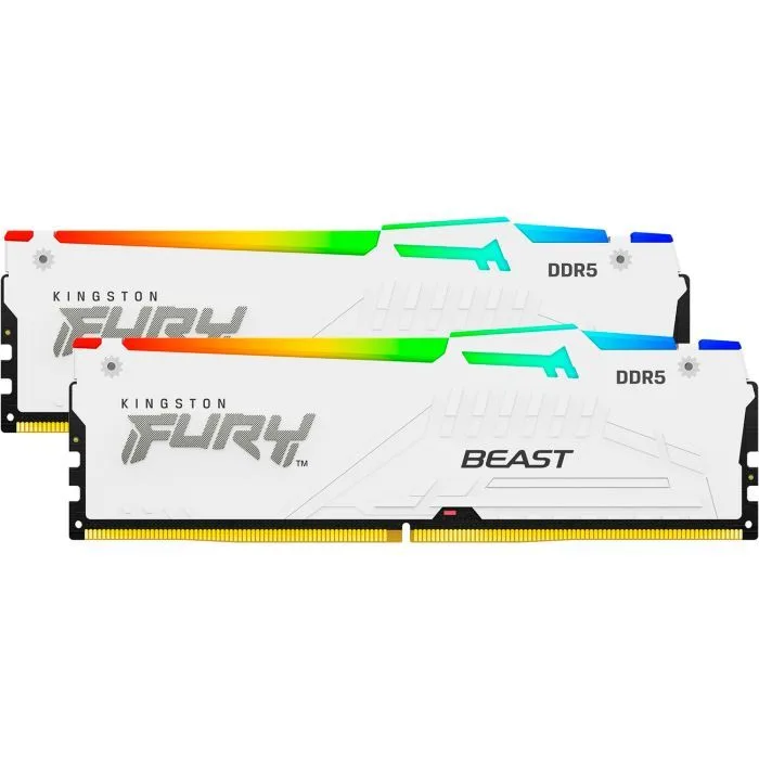 Пам'ять ПК Kingston DDR5 32GB KIT (16GBx2) 5600 FURY Beast RGB EXPO Білий