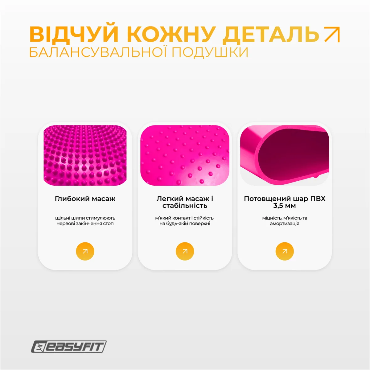 Балансувальна подушка масажна EasyFit гума 33 см рожева
