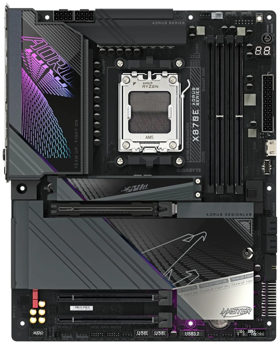 Материнська плата Gigabyte ATX AM5 X870E 4xDDR5 256ГБ HDMI M.2 Wi-Fi 5.3