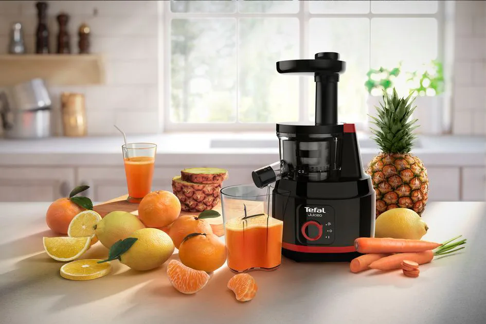 Соковижималка шнекова Tefal пластик 39,1х26,8х32 см чорна червона